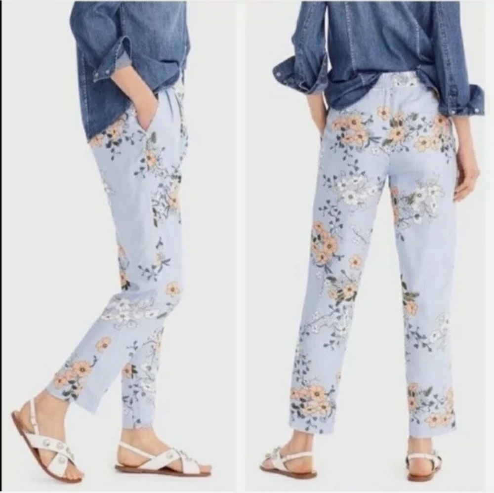 J. Crew High Waist Floral Crop Pants 10